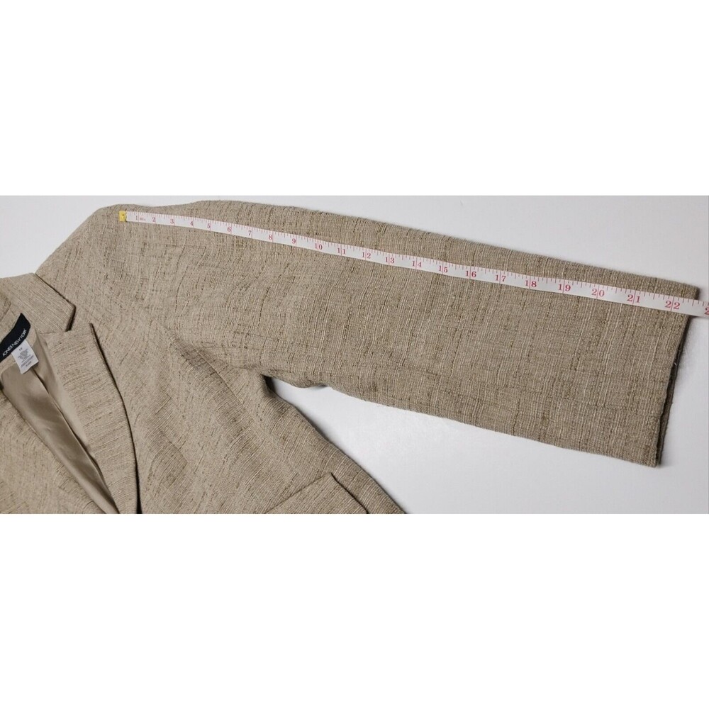 Jones New York Tan Brown Womens Blazer Size 10 Linen Blend Jacket Length 25" GUC - Picture 8 of 12